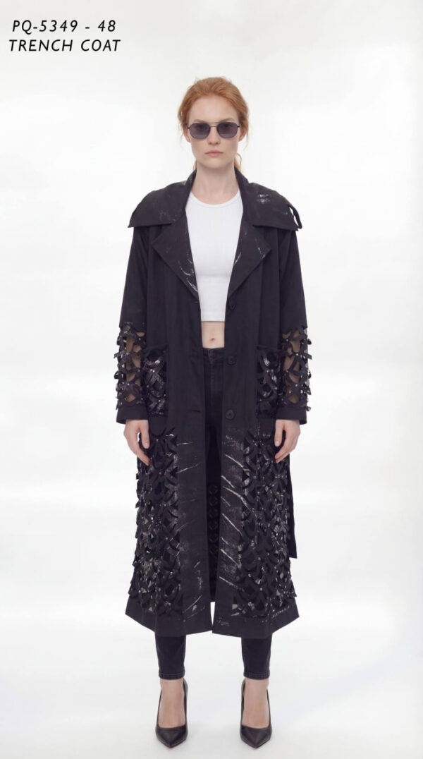 Modern Laser-Cut Detail Trench Coat