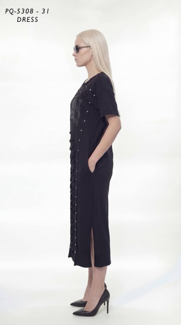 Distressed 'Queen' Studded T-Shirt Dress