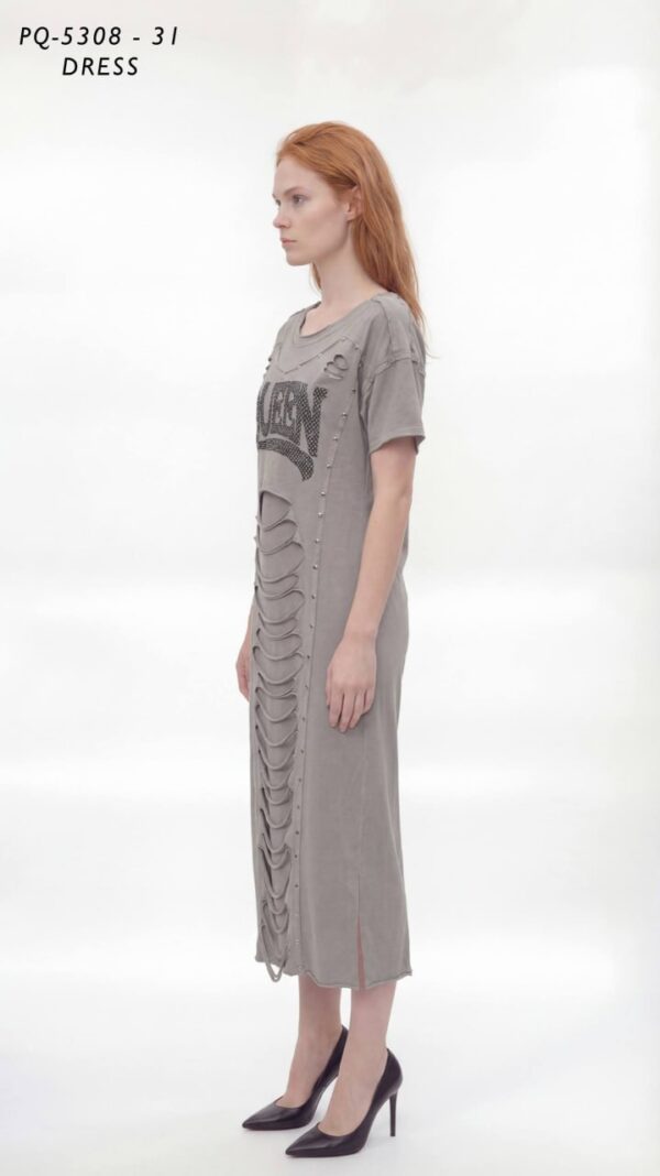 Distressed 'Queen' Studded T-Shirt Dress