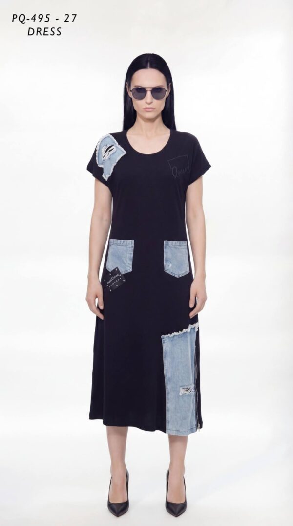 Urban Patchwork Denim T-Shirt Dress