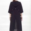 Grommet Detail Hooded Longline Cardigan