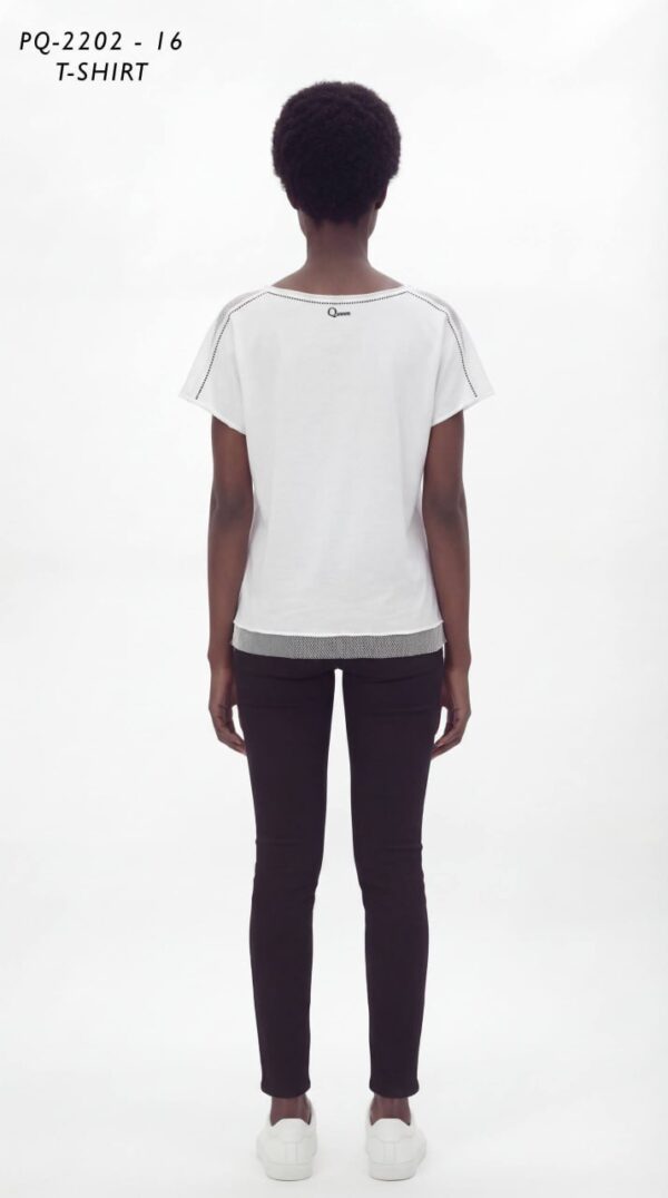 Asymmetric 'Queen' T-Shirt with Mesh & Stud Trim