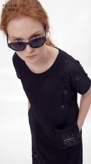 Asymmetric Embroidered Midi T-Shirt Dress