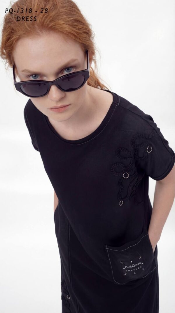 Asymmetric Embroidered Midi T-Shirt Dress