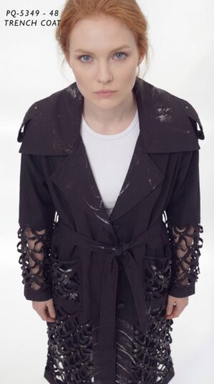 Modern Laser-Cut Detail Trench Coat
