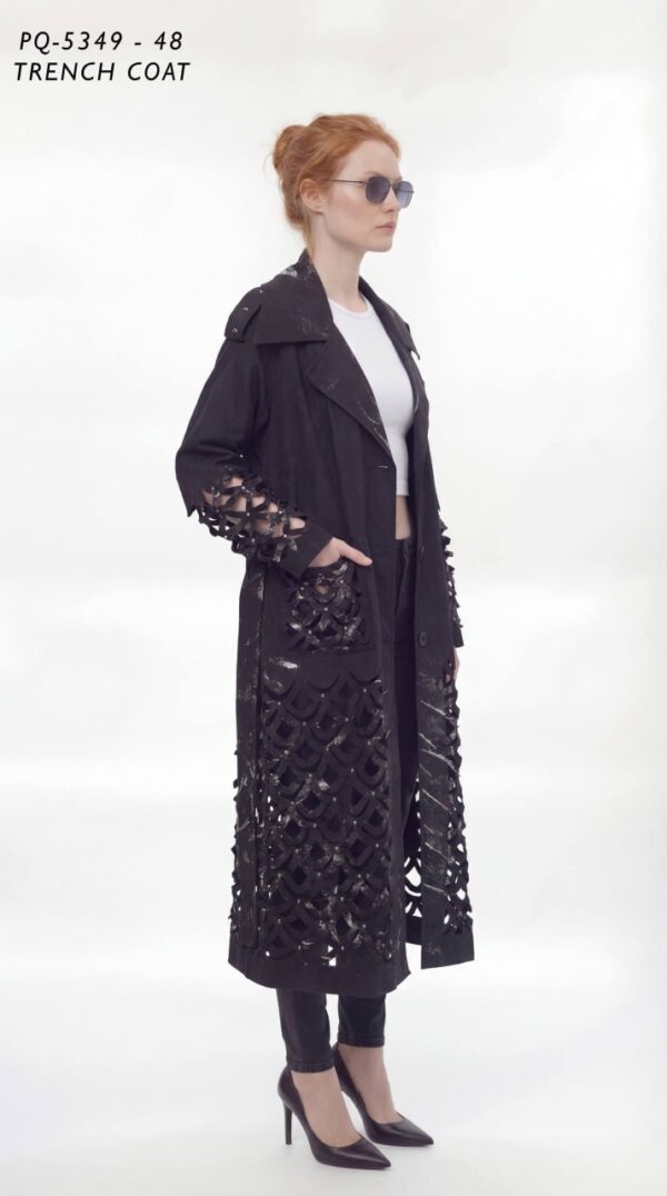Modern Laser-Cut Detail Trench Coat