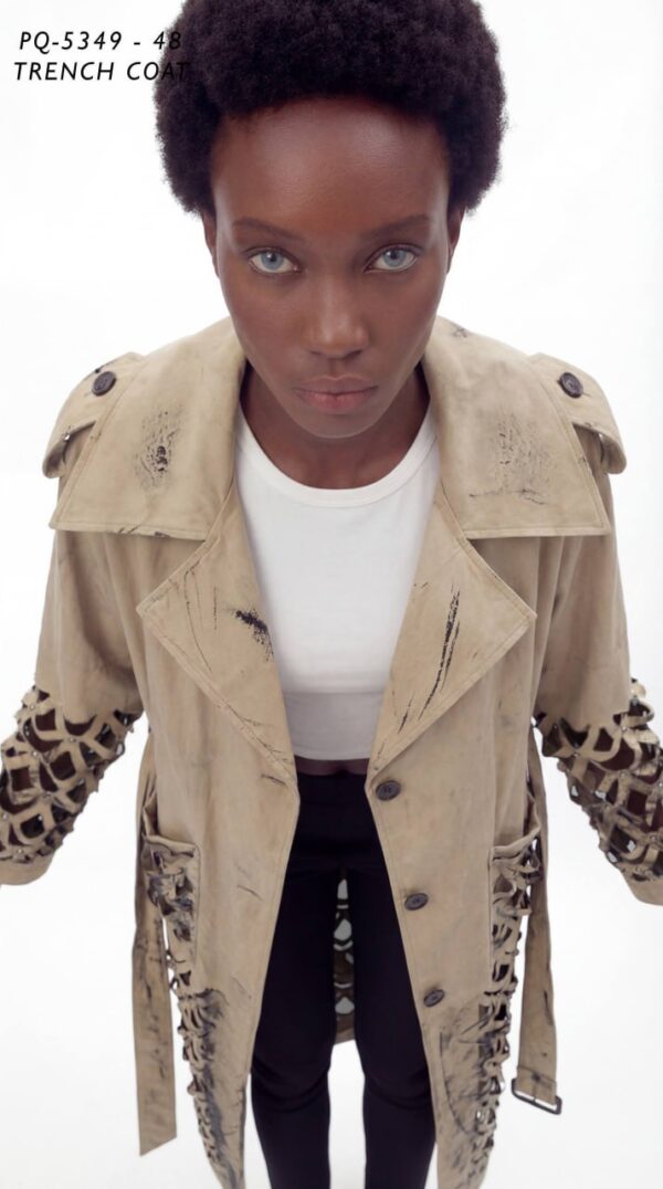 Modern Laser-Cut Detail Trench Coat