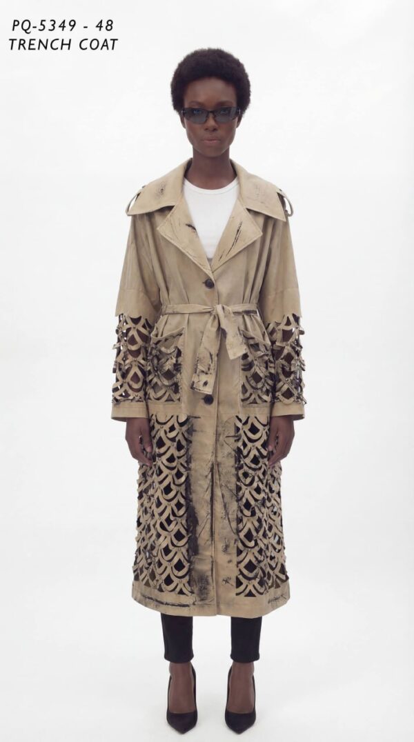 Modern Laser-Cut Detail Trench Coat