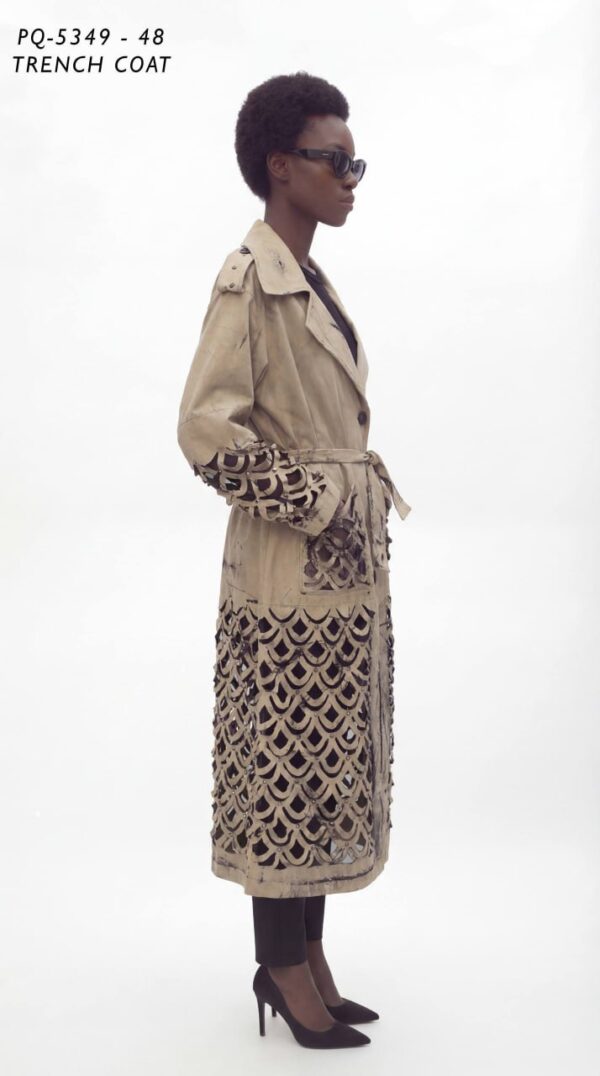 Modern Laser-Cut Detail Trench Coat