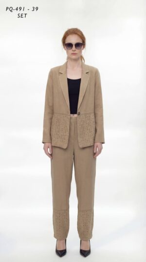 Eyelet Detail Blazer & Trouser Set