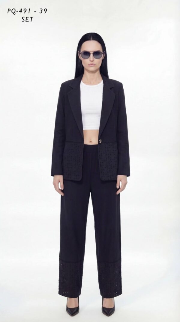 Eyelet Detail Blazer & Trouser Set