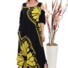 Wholesale Butterfly Print Cold Shoulder Maxi Dress