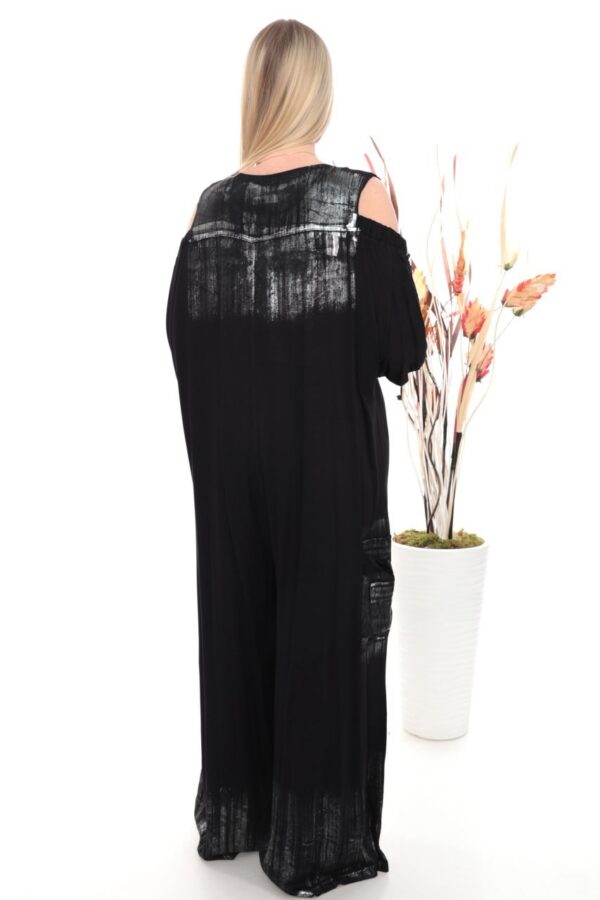 Metallic Accent Cold-Shoulder Jumpsuit