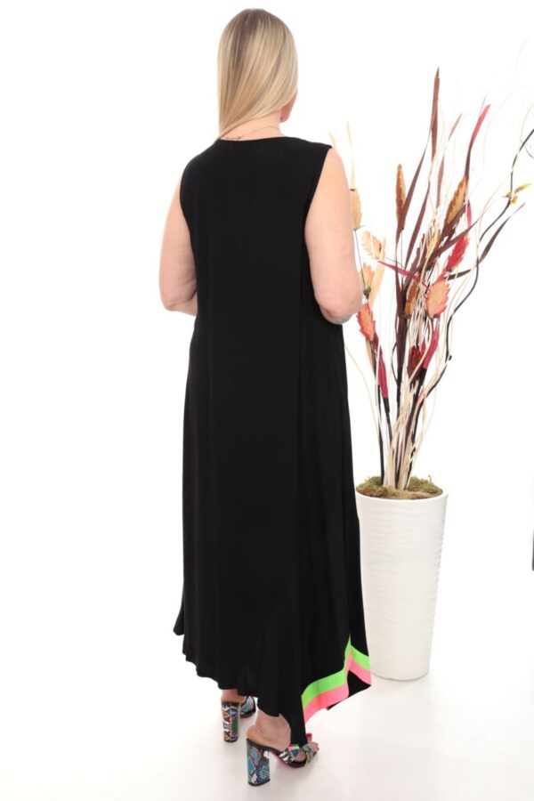 Asymmetrical Maxi Dress with Neon Butterfly Print