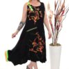 Asymmetrical Maxi Dress with Neon Butterfly Print