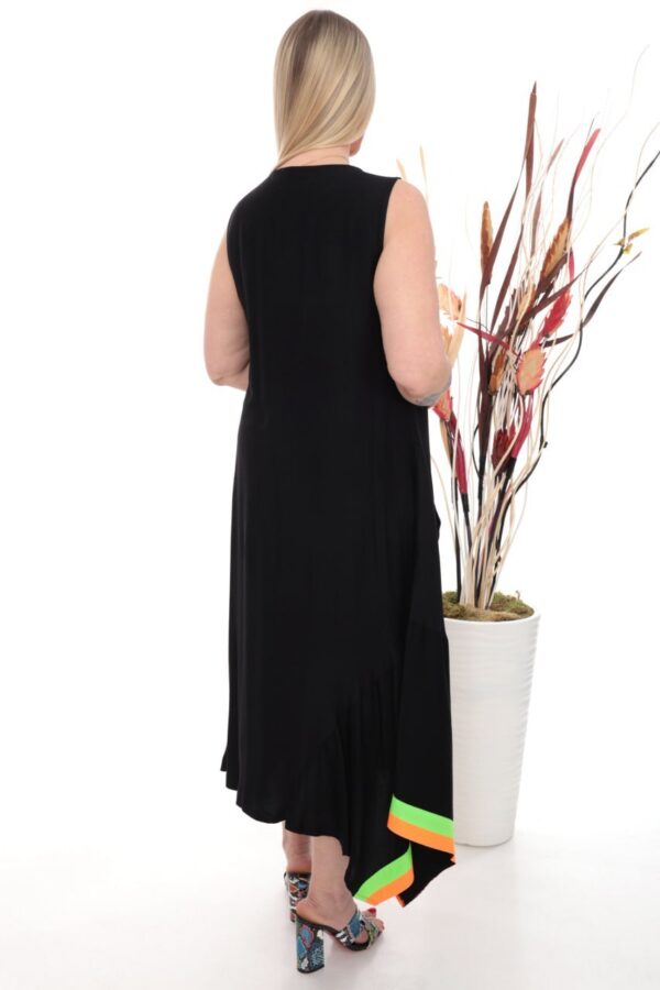 Asymmetrical Maxi Dress with Neon Butterfly Print