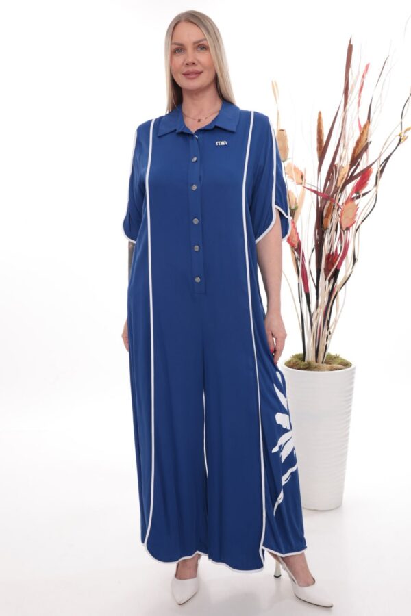 Wholesale Piped Collared Jumpsuit