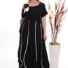 Wholesale Asymmetrical Piped Maxi Dress with Floral Detail