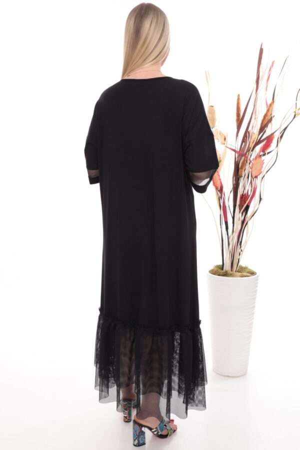 Chic Butterfly Print Dress with Sheer Tulle Accents