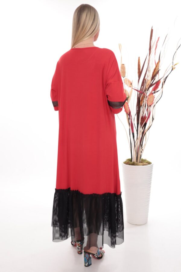 Chic Butterfly Print Dress with Sheer Tulle Accents