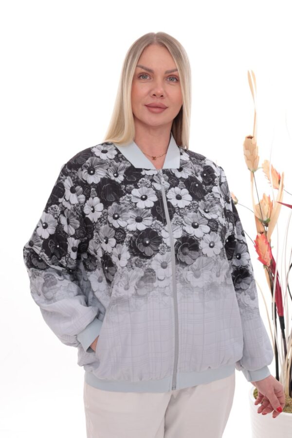 Gradient Floral Print Embellished Bomber Jacket