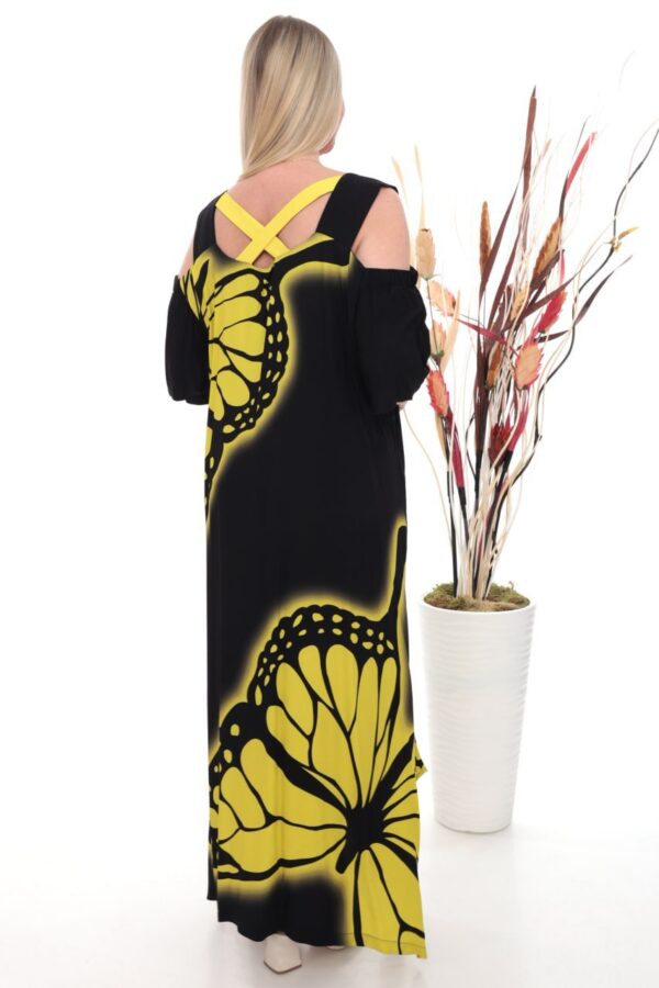 Wholesale Butterfly Print Cold Shoulder Maxi Dress