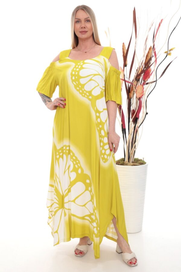 Wholesale Butterfly Print Cold Shoulder Maxi Dress