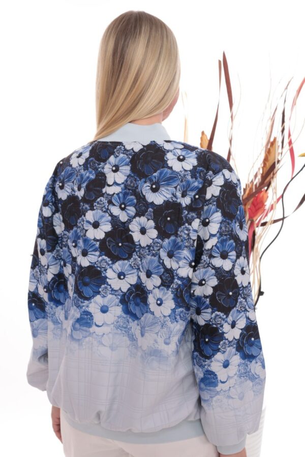 Gradient Floral Print Embellished Bomber Jacket