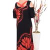 Wholesale Butterfly Print Cold Shoulder Maxi Dress