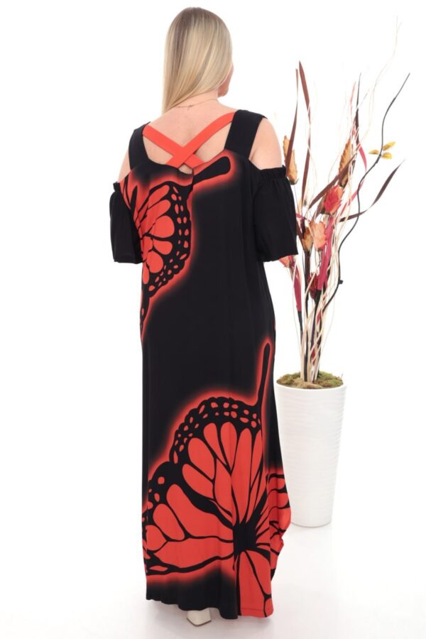 Wholesale Butterfly Print Cold Shoulder Maxi Dress