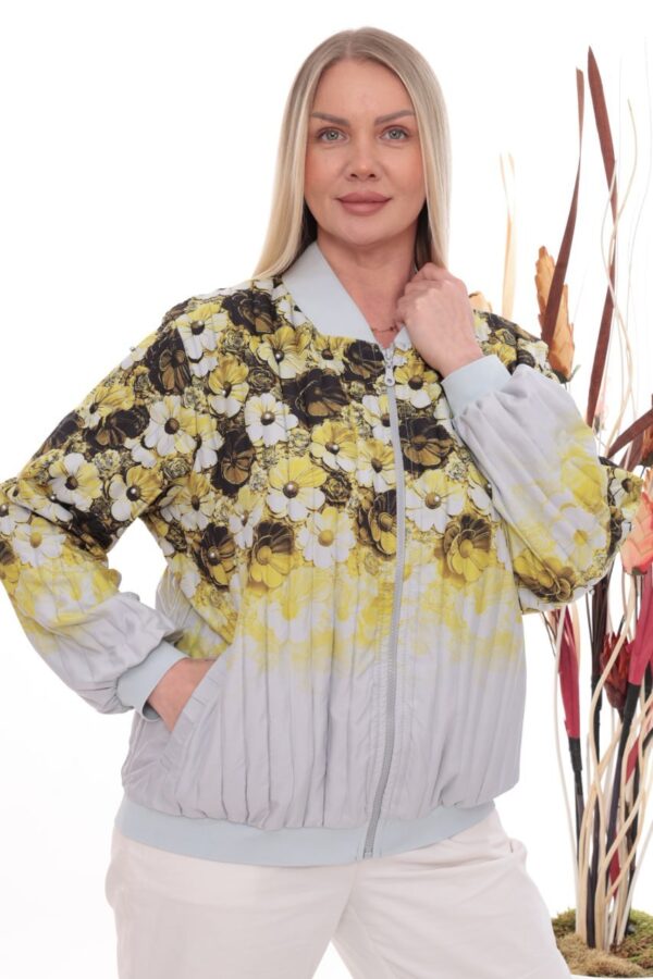 Gradient Floral Print Embellished Bomber Jacket