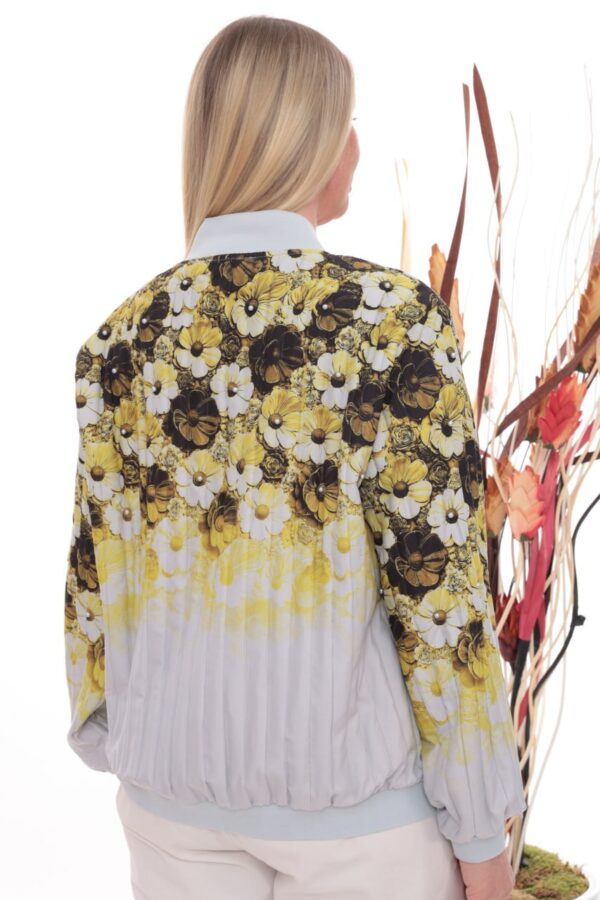 Gradient Floral Print Embellished Bomber Jacket