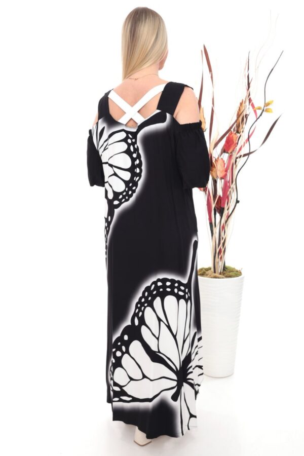 Wholesale Butterfly Print Cold Shoulder Maxi Dress