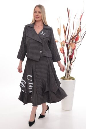 Modern Pinstripe Asymmetrical Two-Piece Set