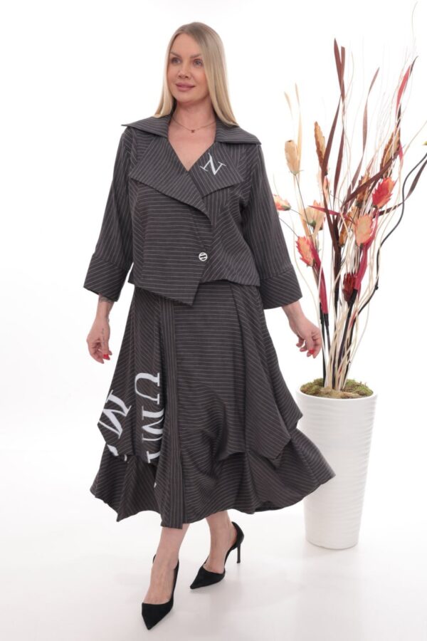 Modern Pinstripe Asymmetrical Two-Piece Set