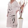 Artistic Ink-Wash Print Linen Two-Piece Ensemble