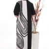 Wholesale Color-Block Abstract Print Wrap Dress