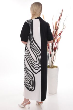 Wholesale Color-Block Abstract Print Wrap Dress