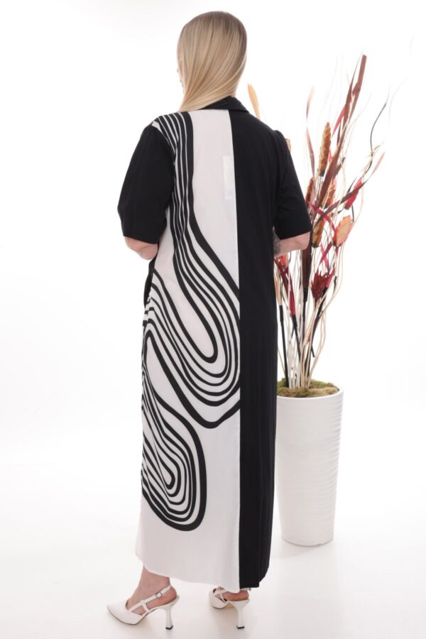 Wholesale Color-Block Abstract Print Wrap Dress