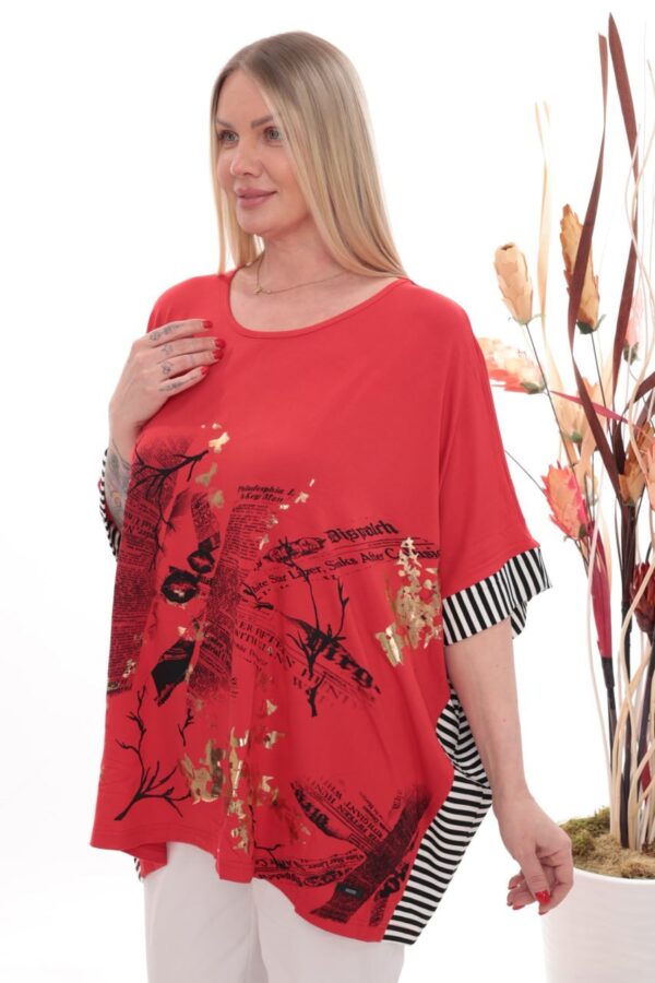 Urban Chic Graphic Print Tunic with Striped Trim