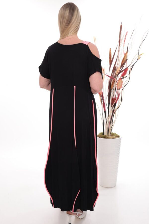 Wholesale Asymmetrical Piped Maxi Dress with Floral Detail