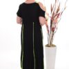Wholesale Asymmetrical Piped Maxi Dress with Floral Detail