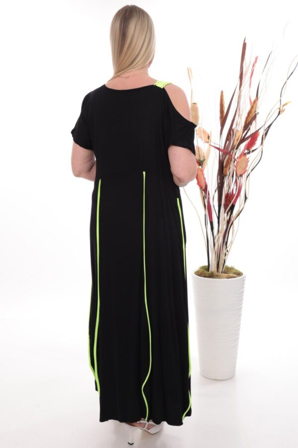 Wholesale Asymmetrical Piped Maxi Dress with Floral Detail