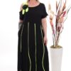 Wholesale Asymmetrical Piped Maxi Dress with Floral Detail