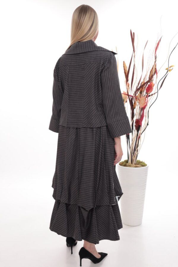 Modern Pinstripe Asymmetrical Two-Piece Set