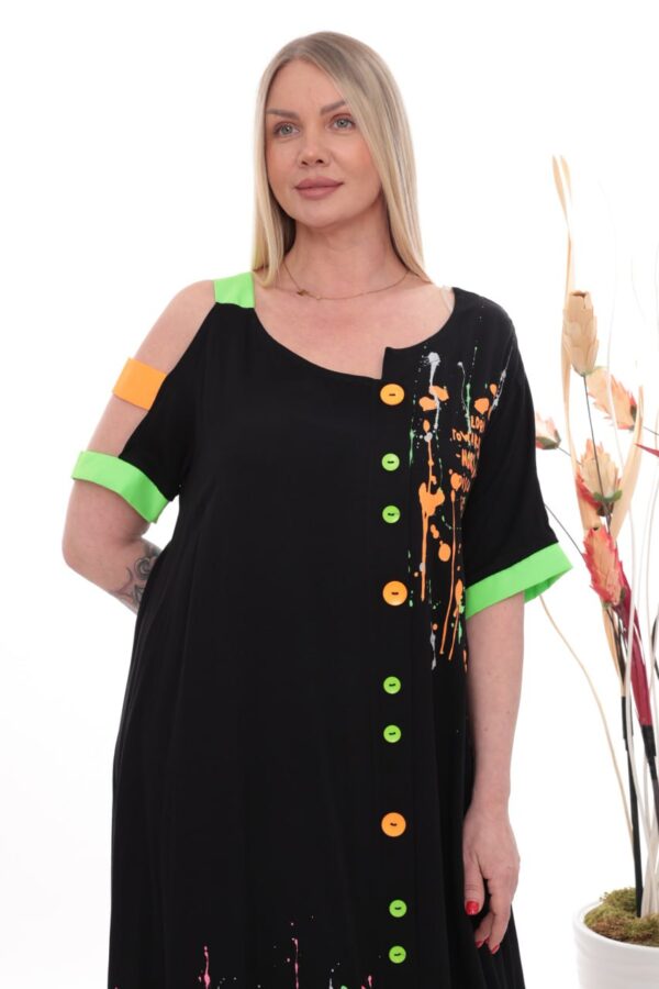 Asymmetric Graffiti Print Maxi Dress