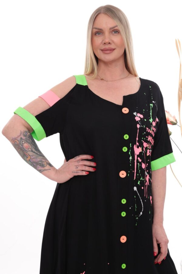 Asymmetric Graffiti Print Maxi Dress