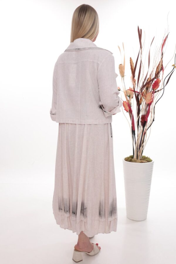 Artistic Ink-Wash Print Linen Two-Piece Ensemble