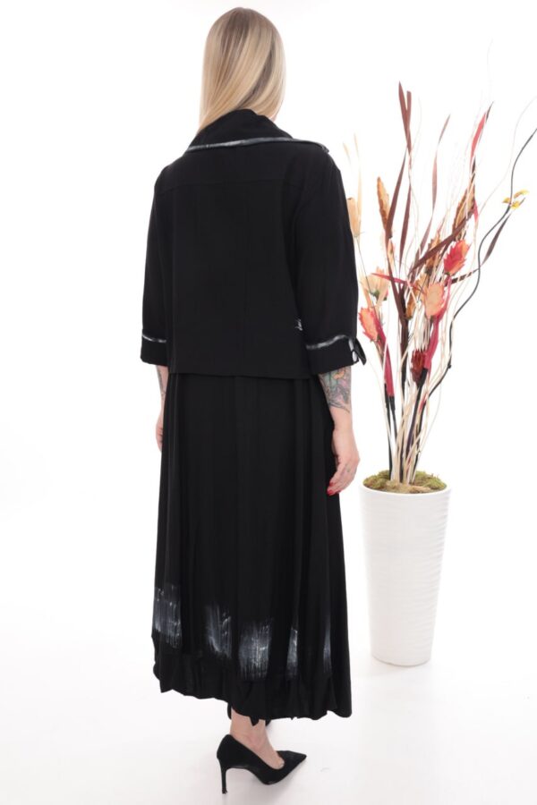 Artistic Ink-Wash Print Linen Two-Piece Ensemble