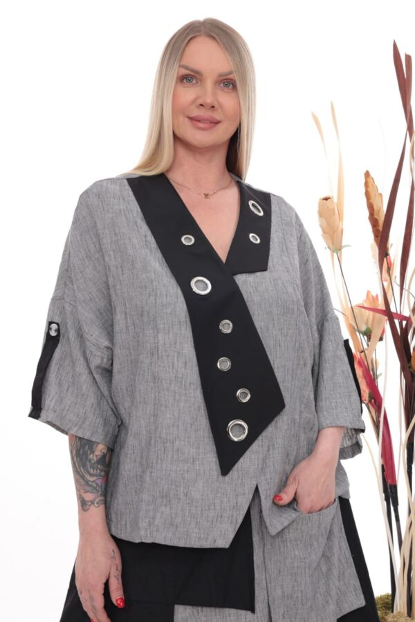 Architectural Grommet Detail Tunic & Skirt Set